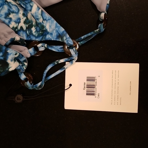 💕FELLA💕 Cielo Bikini Set ~ Conan Top + Xavier Bottoms Blue Tie-Dye Print S NWT - Picture 14 of 16
